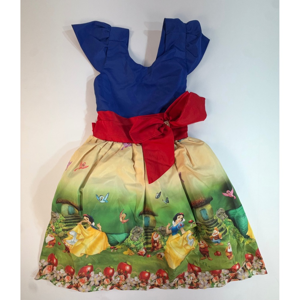 Snow White Princess Dress Girls Blue Red Yellow Fairy Tale Costume Smocked Back